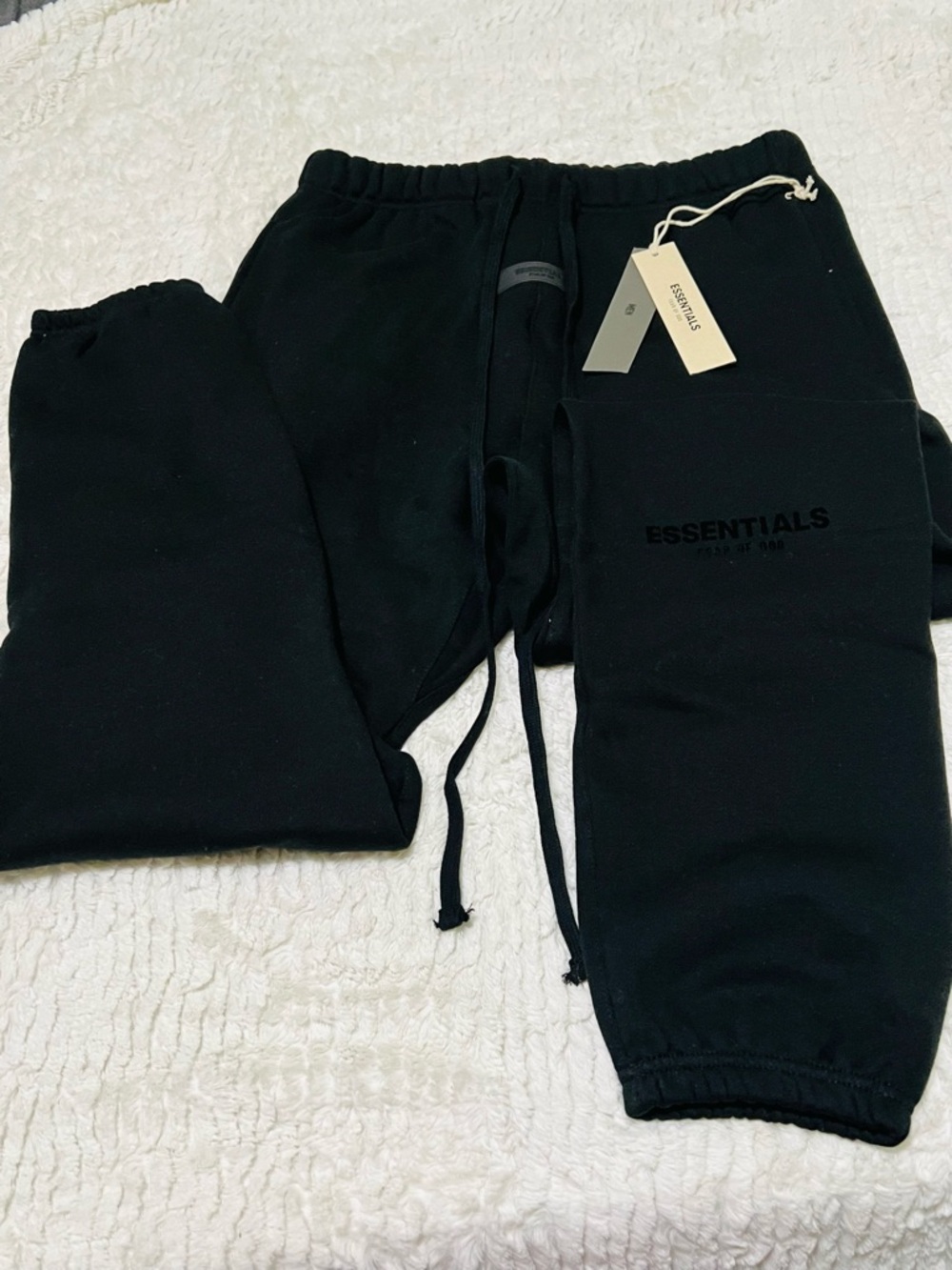 Essentials Kids Black Jogger Sweatpants with Drawstring